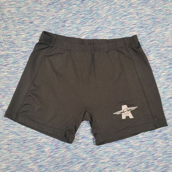 Teamwork Athletic Apparel Size Large Mens Black Shorts with Logo Wings - Picture 1 of 4